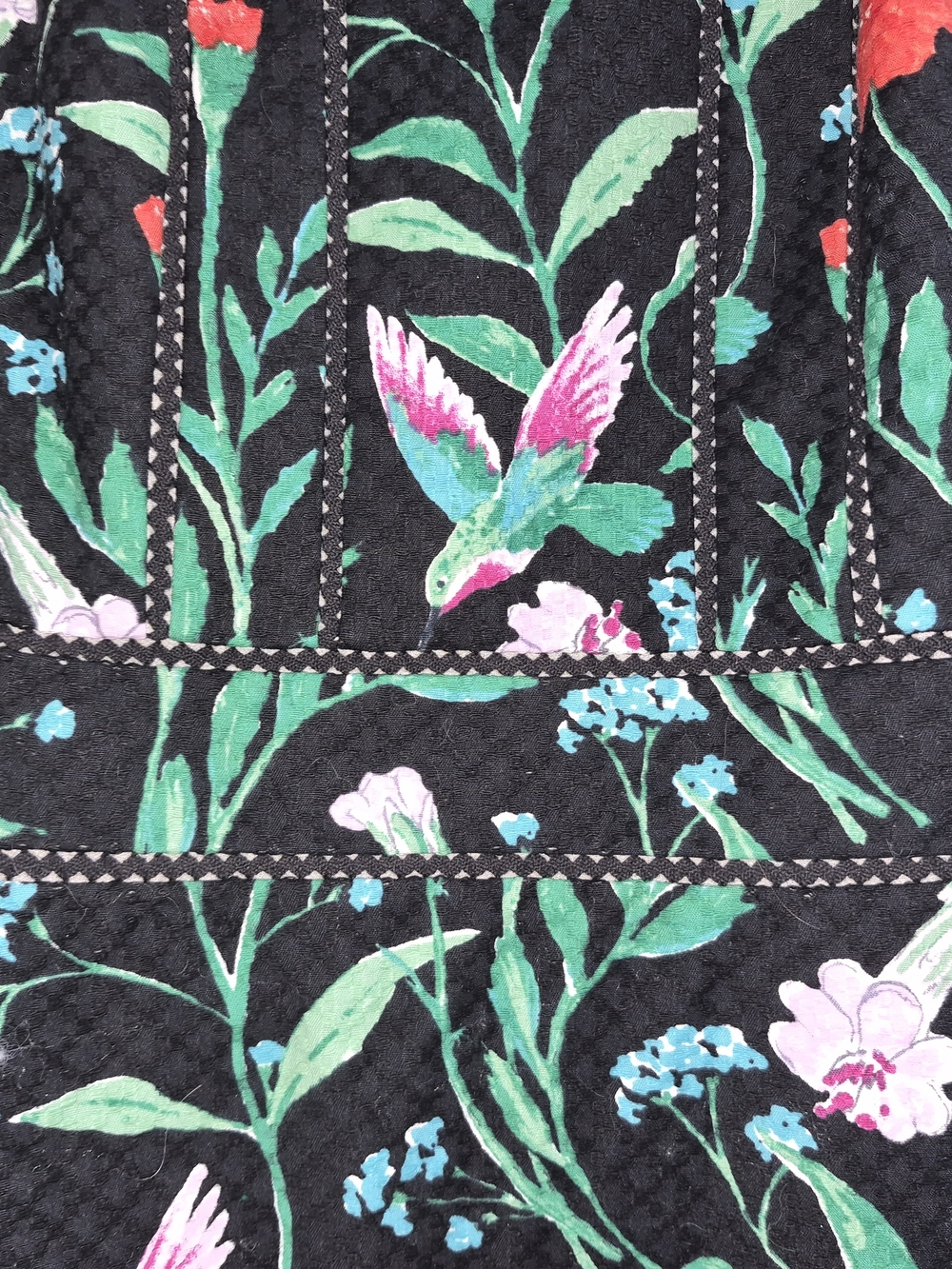 Kate Spade Floral Hummingbird Dress Size 0 Fit & Flare Scalloped Neck - Picture 3 of 10